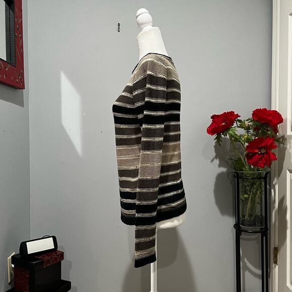 NEW Banana Republic Linen Striped Neutral Colorblock Open Weave Sweater S NWOT - Picture 7 of 16
